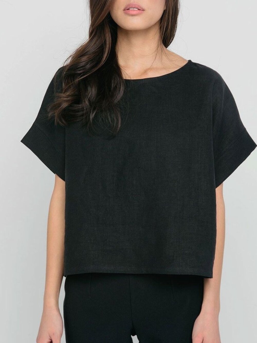 Elizabeth Suzann Georgia Tee Raw Silk Noil Black OS